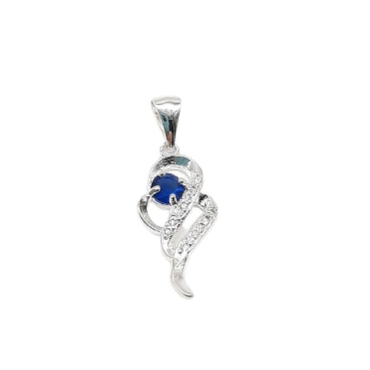 Blue And White Stone Crossover Design Pendant With Cubic Zirconia