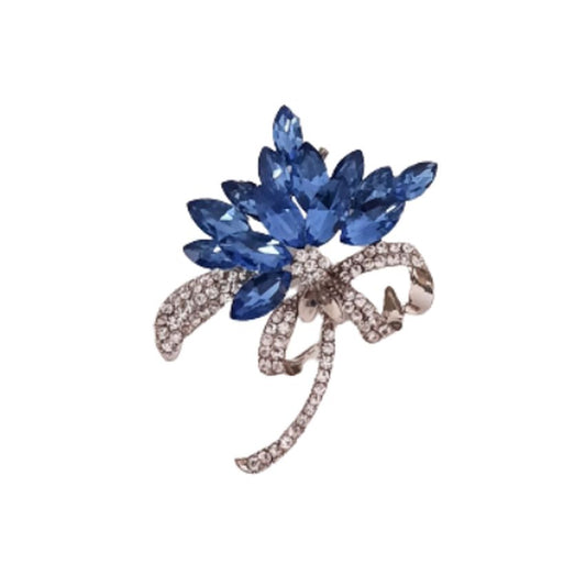 Blue And White Stone Flower Brooch