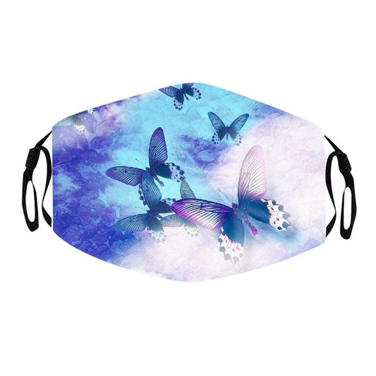 Blue Butterfly Adjustable Ear Loop Face Mask