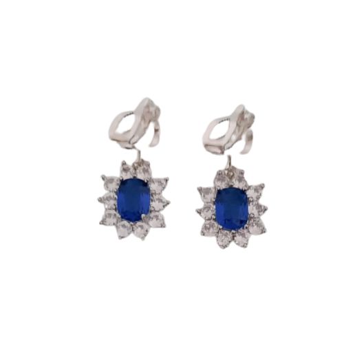 Blue Centre Diamante Edge Clip On Earrings