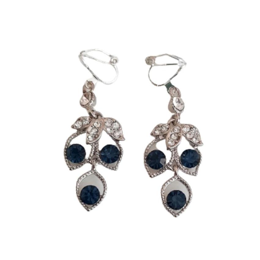 Blue Chandelier Drop Clip On Earrings