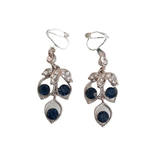 Blue Chandelier Drop Clip On Earrings