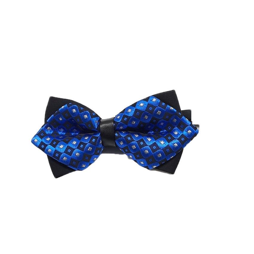 Blue Checked Dicky Bow On A Black Band