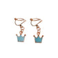 Blue Crown Drop Clip On Earrings