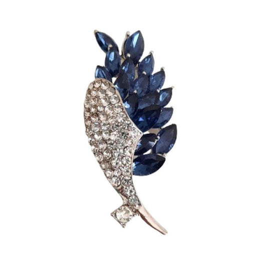 Blue Crystal Flower Brooch