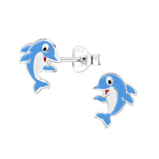Blue Dolphin Sterling Silver Childrens Earrings