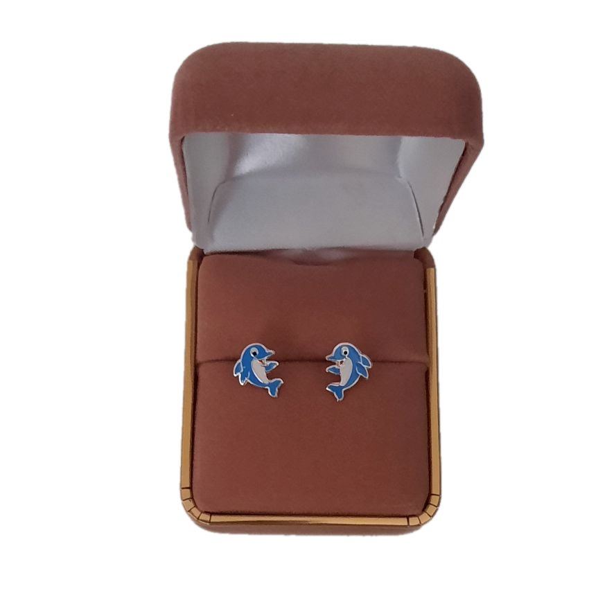 Blue Dolphin Sterling Silver Childrens Earrings(2)