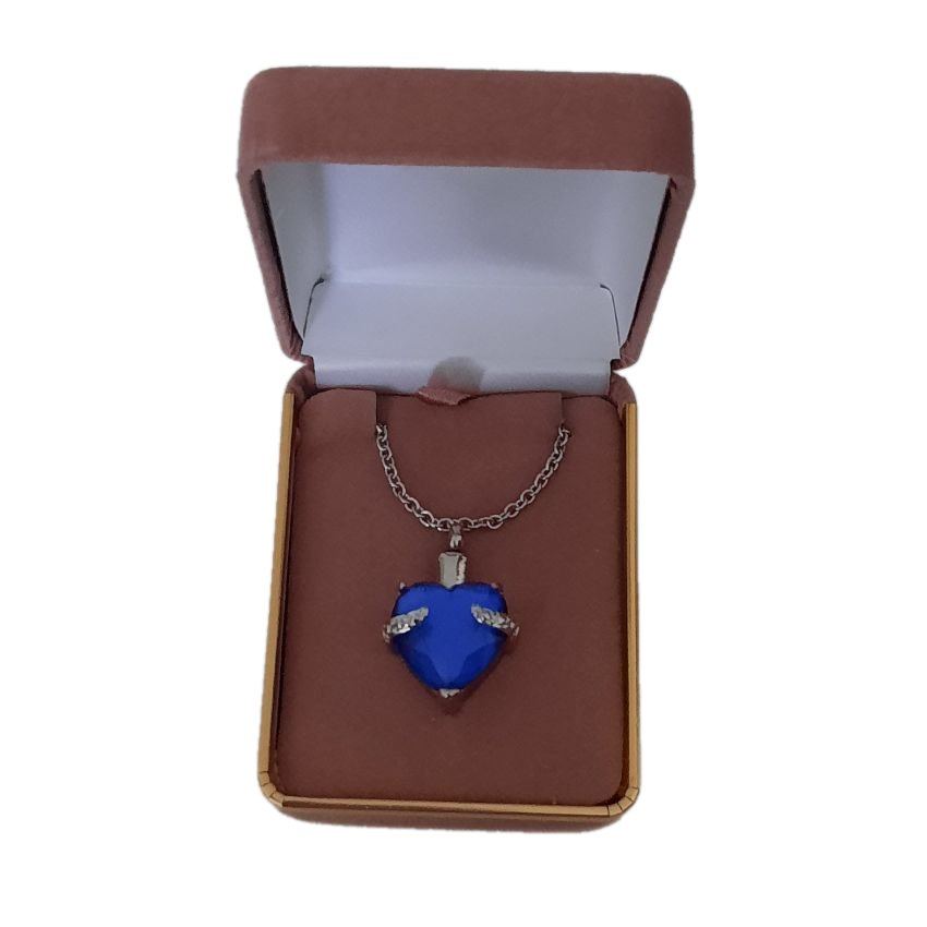 Blue Heart Centre Cremation Ashes Locket(2)