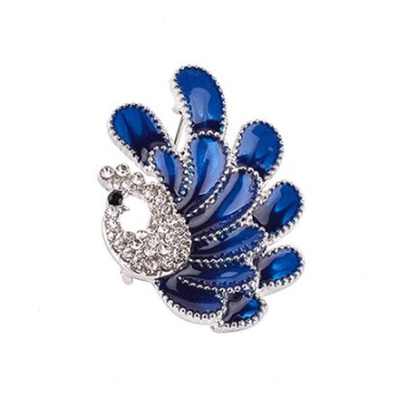 Blue Peacock Diamante Brooch