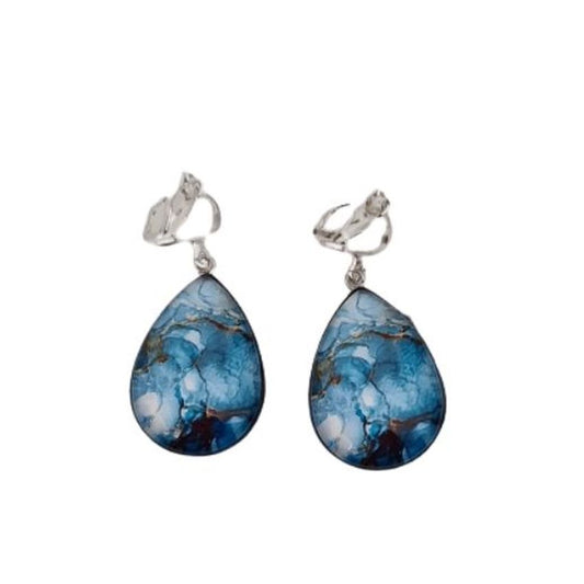Blue Rock Crystal Clip On Earrings