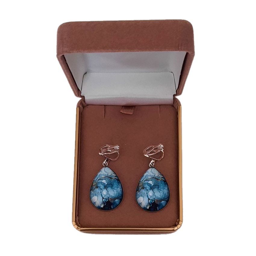 Blue Rock Crystal Clip On Earrings(2)