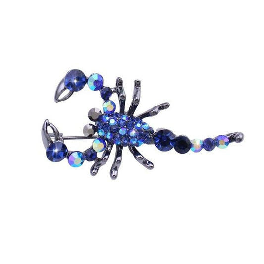 Blue Scorpion Crystal Brooch