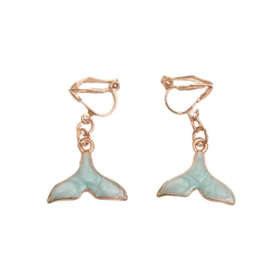Blue Shimmer Mermaid Tail Clip On Earrings