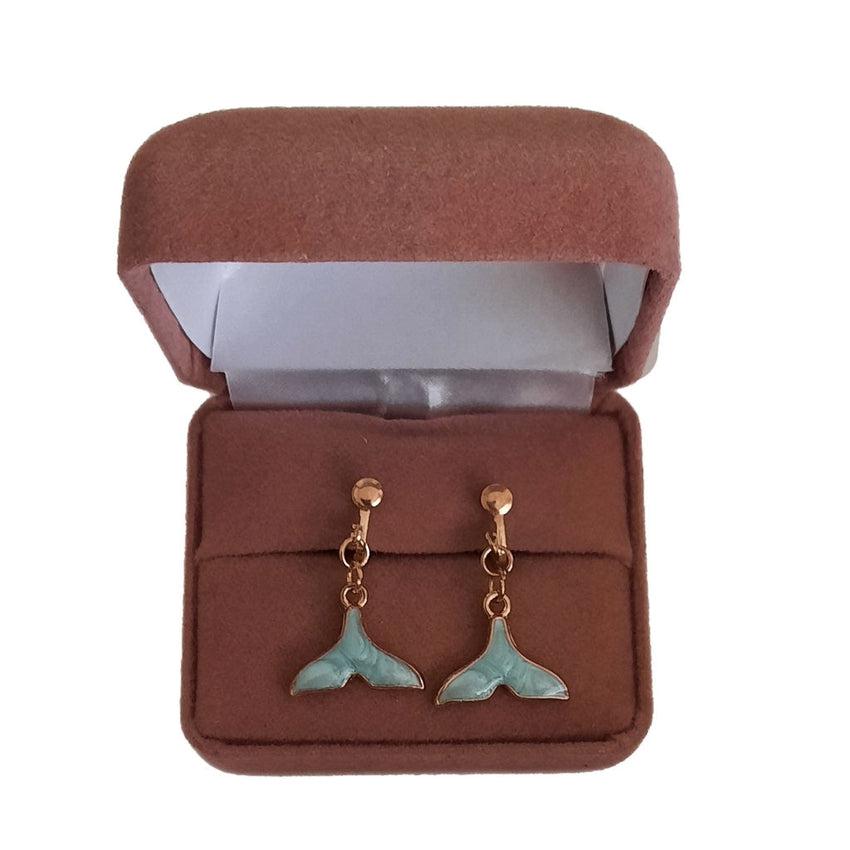 Blue Shimmer Mermaid Tail Clip On Earrings