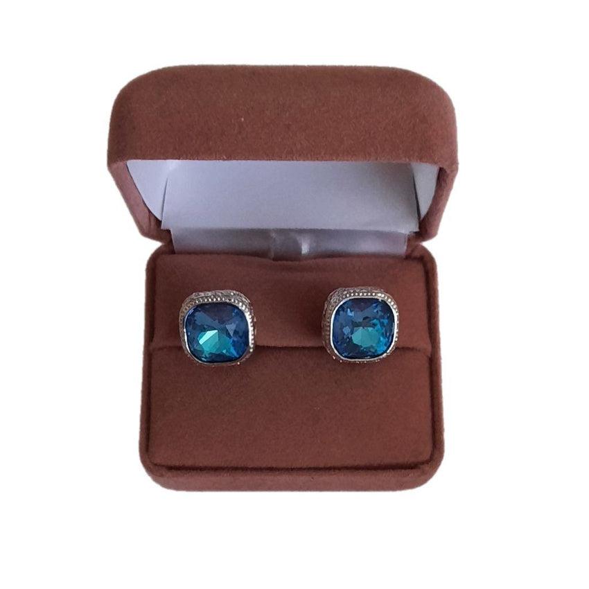 Blue Square Clip On Earrings(2)