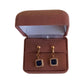 Blue Square Diamante Clip On Earrings