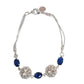 Blue Stone And Silver Flowers Silver Twist Ladies Bracelet