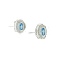 Blue Topaz Cubic Zirconia Edged Small Oval Stud Earrings