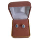 Blue Topaz Cubic Zirconia Edged Small Oval Stud Earrings
