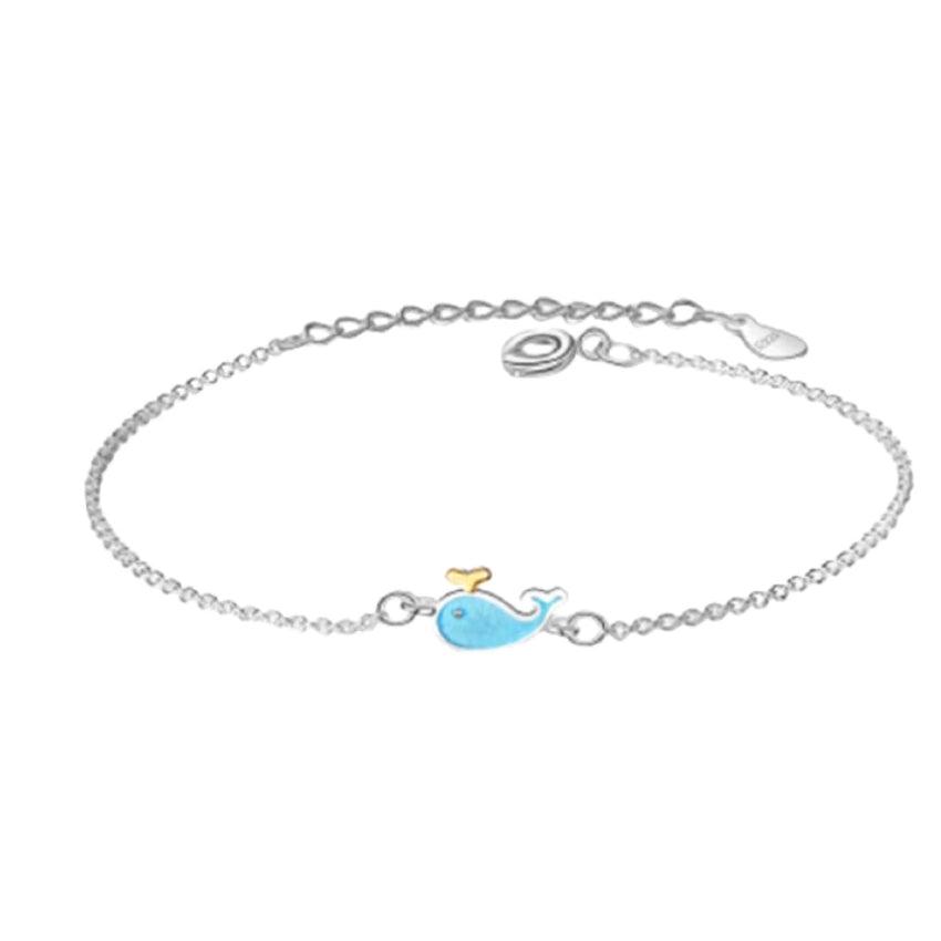 Blue Whale Centre Sterling Silver Girls Bracelet