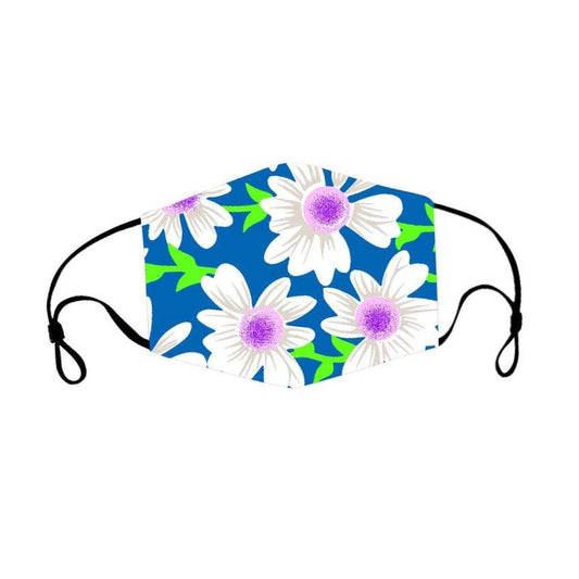 Blue White And Pink Daisy Face Mask