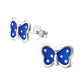 Blue With Silver Spots Sterling Silver Butterfly Earrings