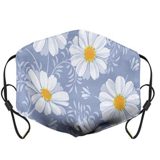 Blue With White Daisy Face Mask
