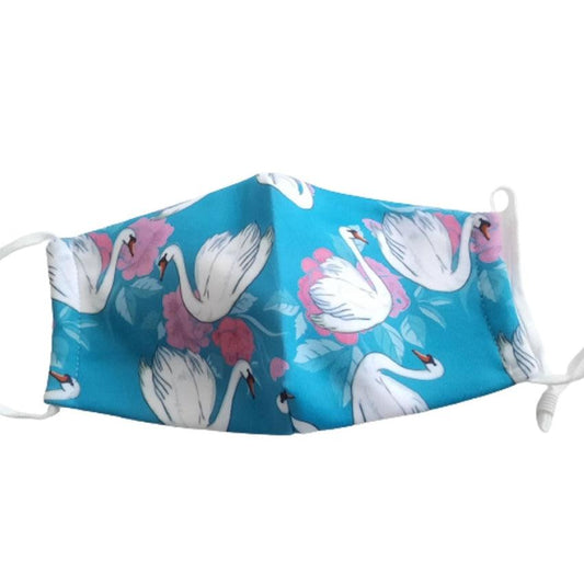 Blue With White Swans Face Mask
