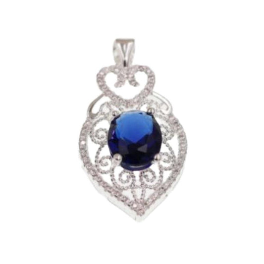 Blue Centre Stone Pendant in an Unusual Silver Filigree Setting