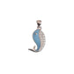 Blue Enamel Sterling Silver Whale Pendant With Cubic Zirconia