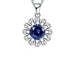Blue Solitaire Centre Flower Pendant With Open Silver Surround