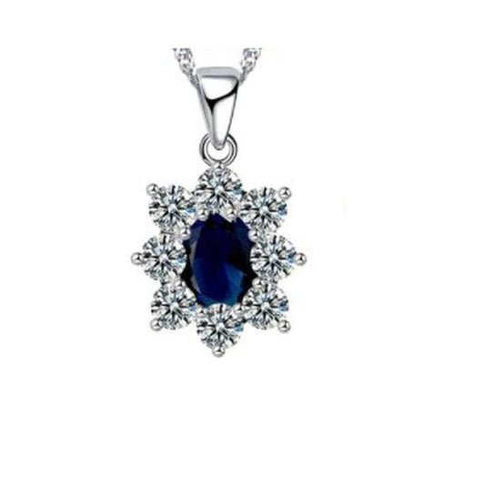 Blue Stone Centre Cubic Zirconia Pendant