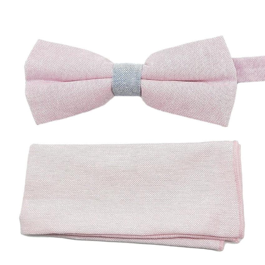 Blush Pink With A Grey Centre Adjustable Bow Tie Set
