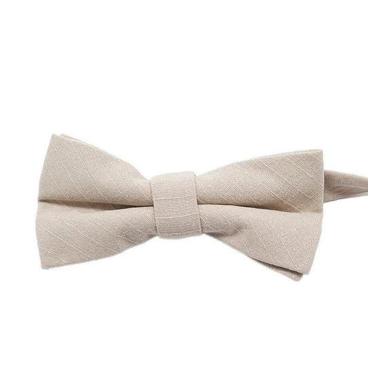 Boys Beige Lined Bow Tie