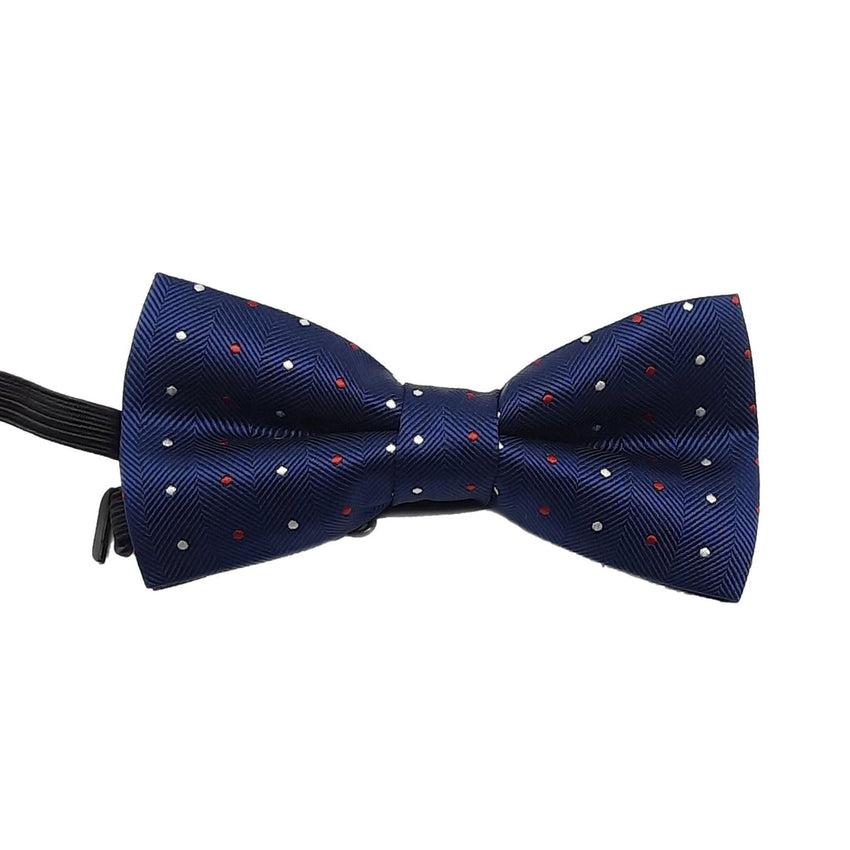 Boys Blue Bow Tie Red And White Dots