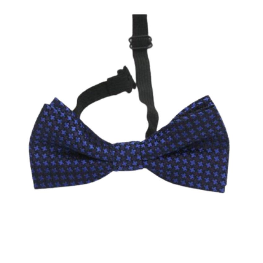 Boys Blue Bow Tie With Criss Cross Pattern