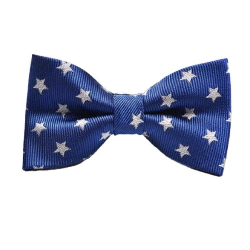 Boys Blue Bow Tie With Silver Stars