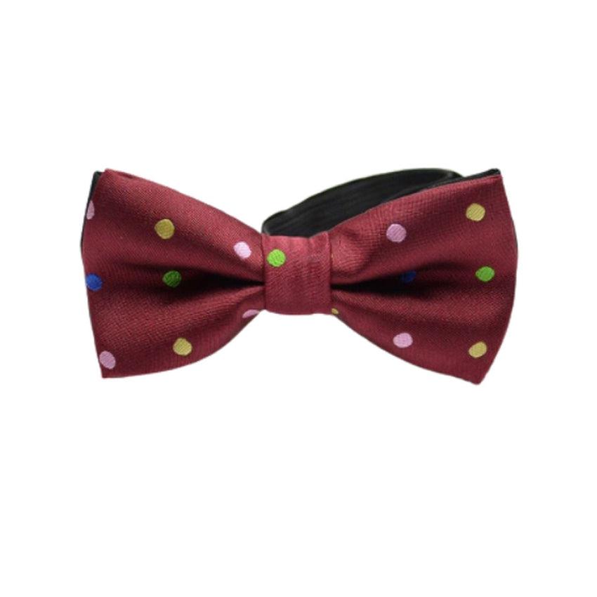 Boys Bow Tie Dark Red With Pastel Colour Dots
