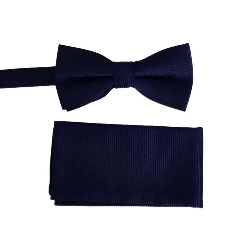 Boys Dark Navy Stripe Dickie Bow Tie Set