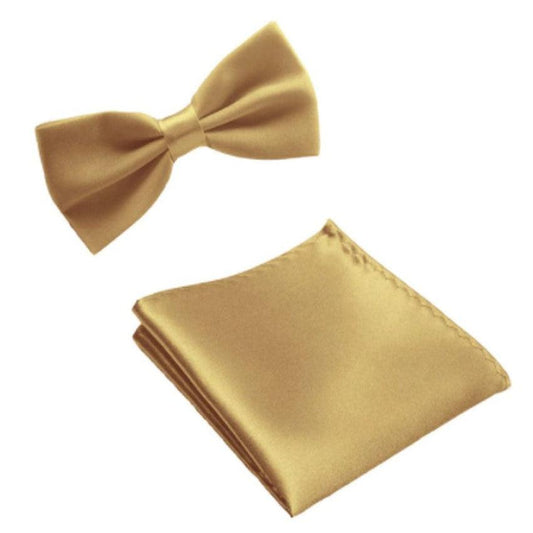 Boys Gold Adjustable Dicky Bow Tie Set