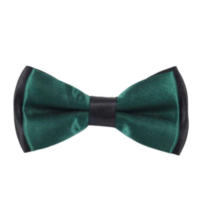 Boys Green Adjustable Bow Tie With Black Edges