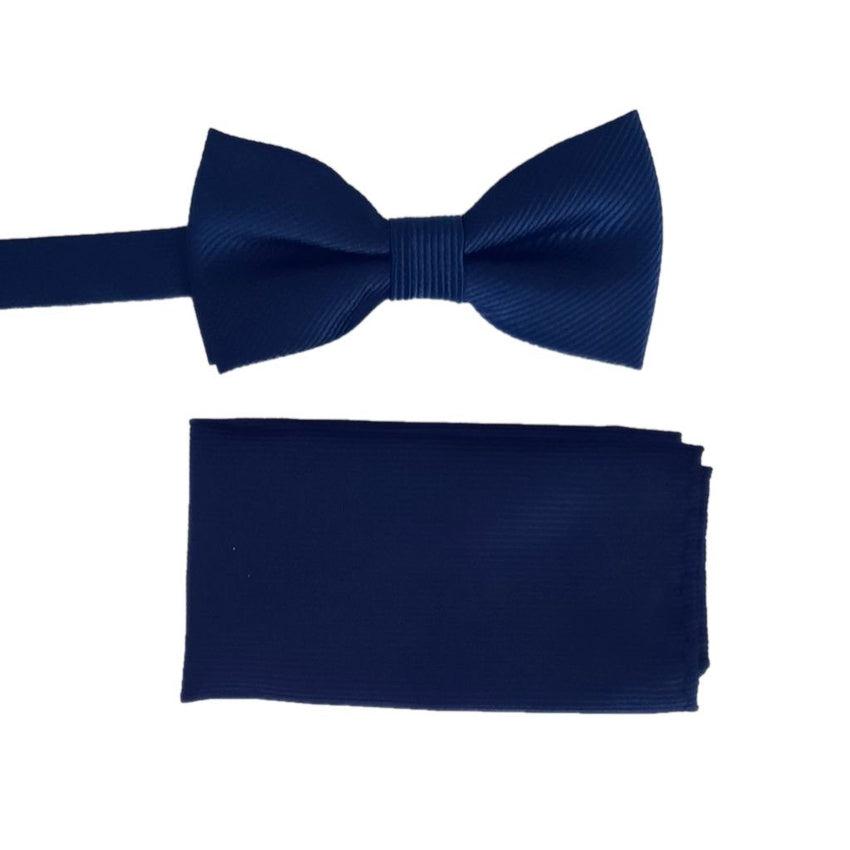 Boys Mid Blue Stripe Dickie Bow Set