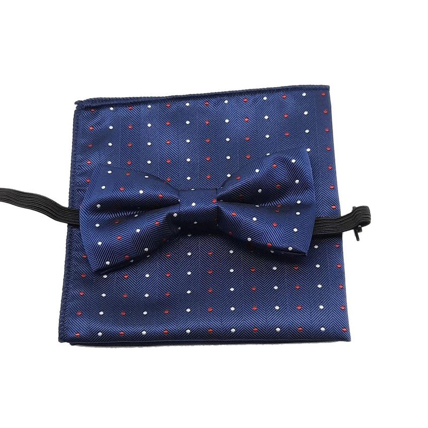 Boys Navy Red And White Spot Dickie Bow Tie Set