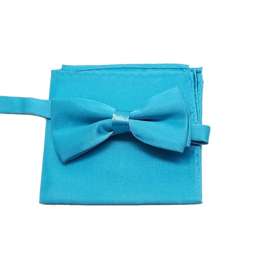 Boys Turquoise Light Blue Adjustable Bow Tie Set