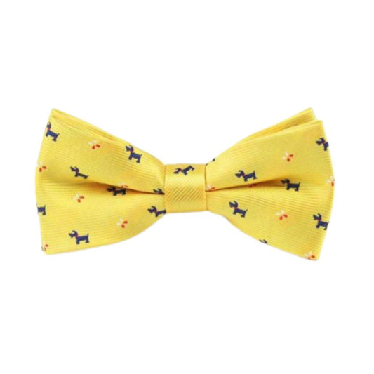 Boys Yellow And Navy Dog Bow Tie