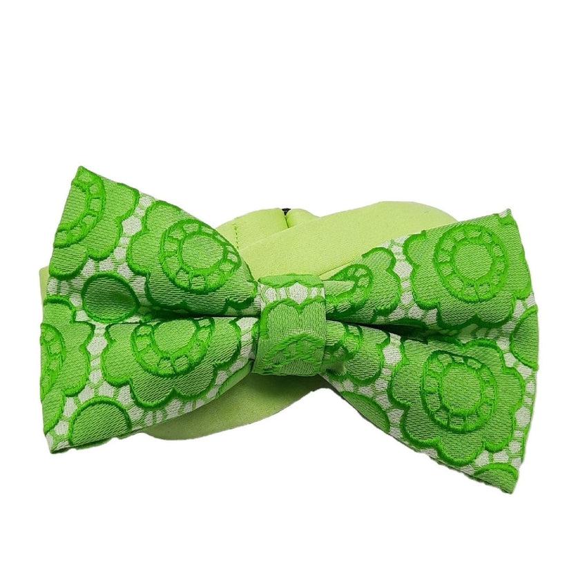 Bright Green Floral Pattern Male Adjustable Bow Tie