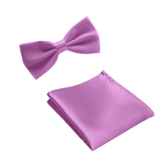 Bright Purple Matching Bow Tie And Hanky Set