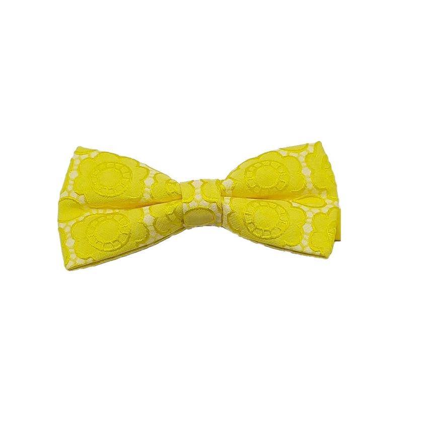 Bright Yellow Embossed Dicky Bow Tie