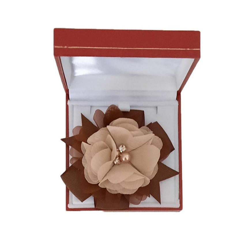Brown And Coffee Chiffon Flower With Ribbon Wrist Corsage