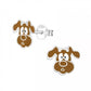 Brown And White Silver Dog Stud Earrings
